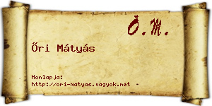 Őri Mátyás névjegykártya
